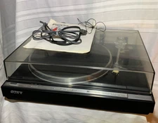 Sony PS-X55S  Stereo Turntable Record Player Vtg Japan Broken Hinges Testd Works