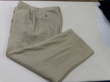 Men’s Carolina Herrera 100% Linen Flat Front Beige Pants Size 40 Actual 38 X 27