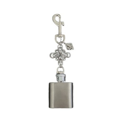 Metal Flask Keychain With Unique Lock Accent Portable Hanging Accessory For Bags