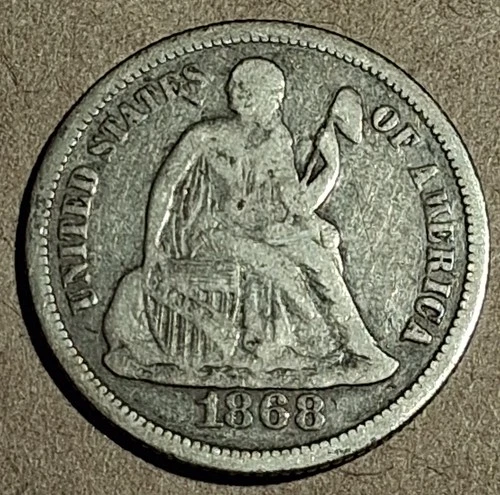 1868 Seated Liberty Dime – Civil War Era Silver – VG Details – Cleaned #896