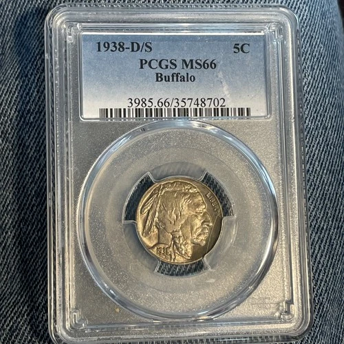 1938-D/S Buffalo Nickel PCGS MS66 RPM Variety High Grade Great Color