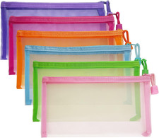 Mesh Pouches 6 Pack , Mesh Bags with Zipper Nylon Makeup Pouches Bag Cosmetic Po