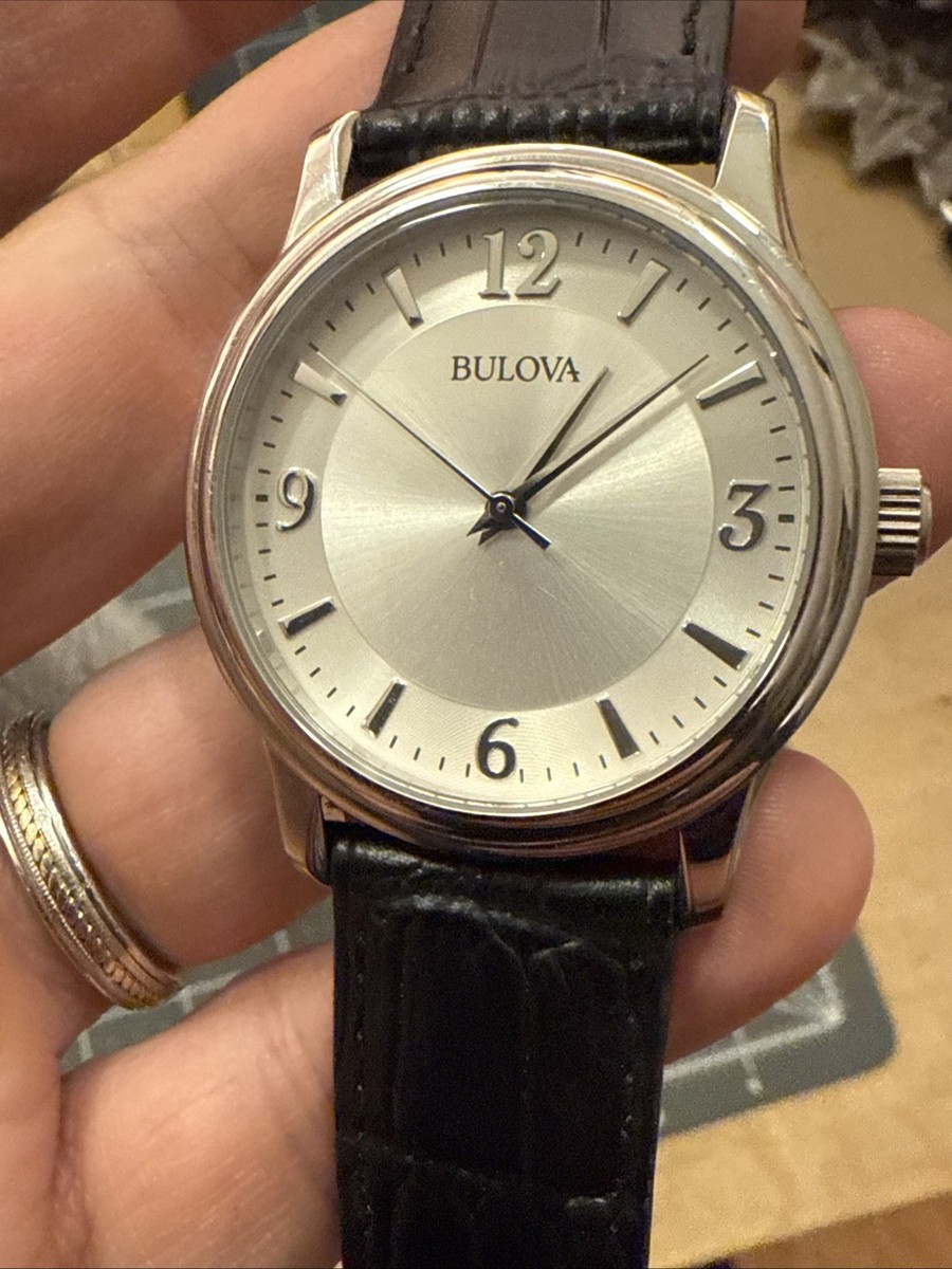 Bulova men's watch, 96a28 black leather band, C8337112 new battery