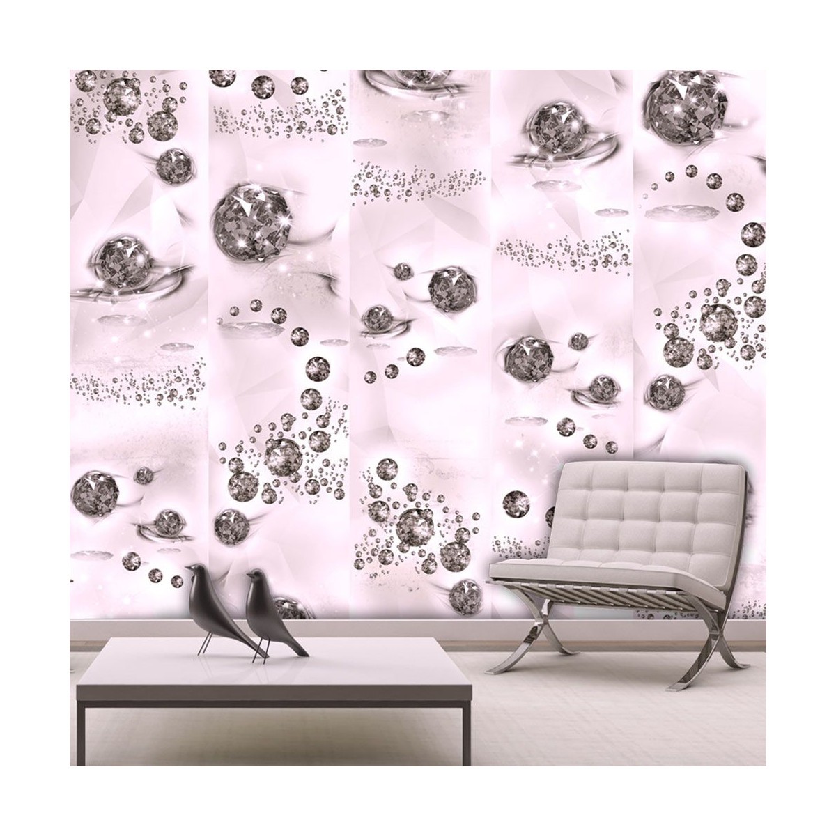 Papier peint Pink Jewels 50x1000cm rouleau de tapisserie rose géométrique