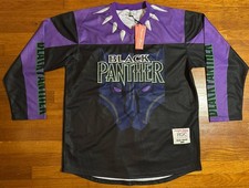 Black Panther Wakanda Forever Headgear Hockey Jersey W/ Fight Strap 2XL $125
