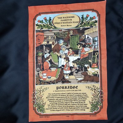 Vintage Tapestry Porridge Recipe Britain Vista Kitschy Decor 100% Cotton 30''X19''