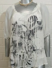 Women's  AB STUDIO ~ 2 in 1 ~ TOP BLOUSE Size XL Embellished floral chiffon 