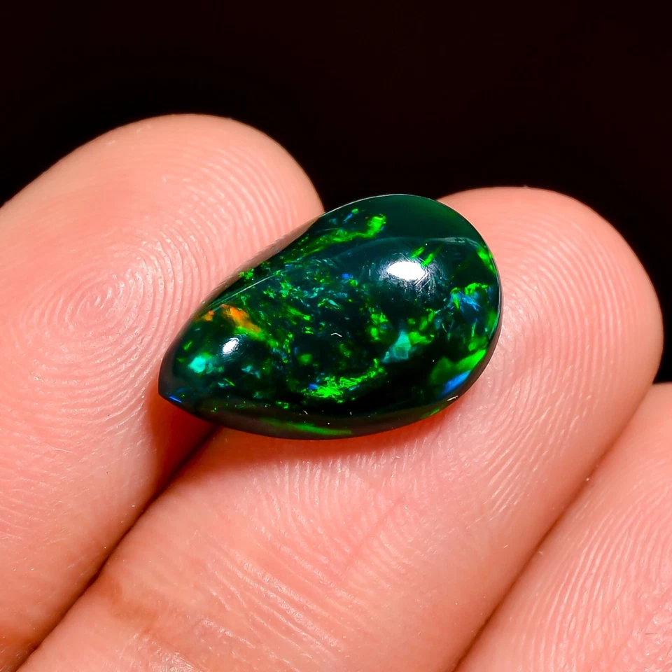 Черный опал кабошон 3,50 карата потрясающая игра цвета! Идеально подходит для ювелирных изделий - Изображение 4 из 4