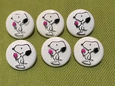 6 Collectable set Peanuts buttons Snoopy ice cream plastic JHB Collection