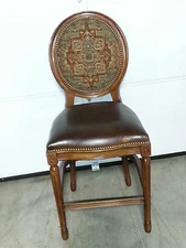 Frontgate Langston Bar COUNTER HEIGHT Chair Leather Barstool Wood Stools 24" B