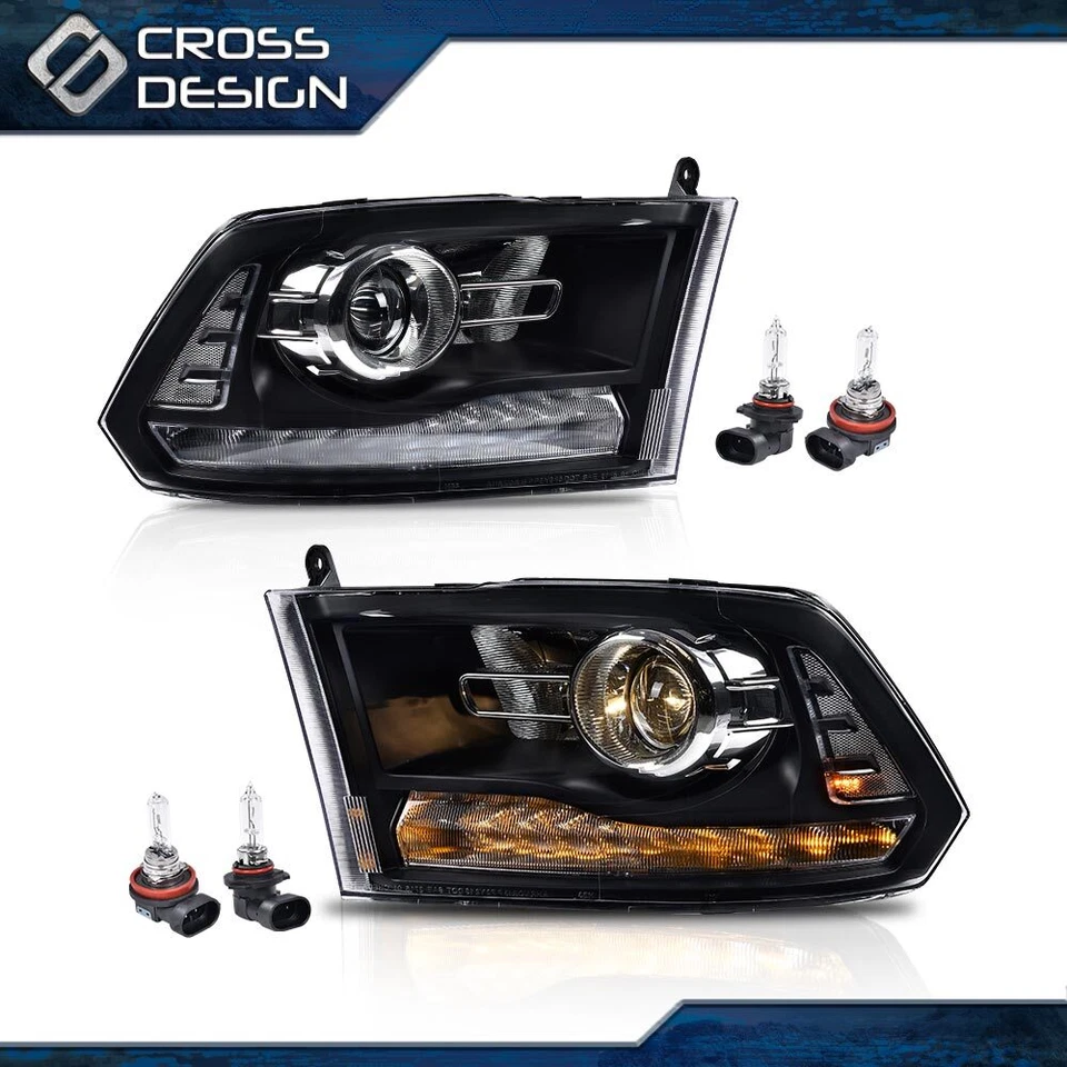 Compatível com 2013-2018 Dodge Ram 1500 2500 3500 LED DRL Project faróis com lâmpada - Imagem 2 de 4