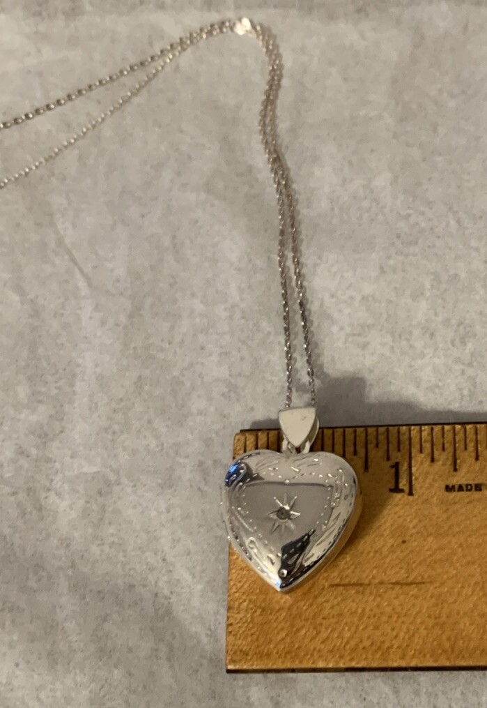 925 Solid Sterling Silver Diamond Puffy Heart Pho… - image 7