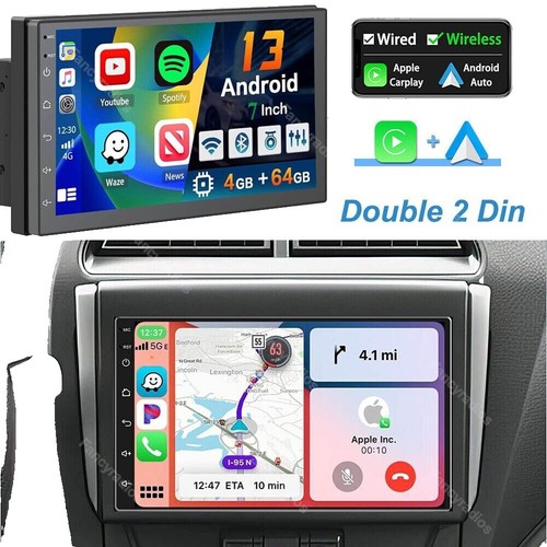 Autoradio Android 2 Din 7 Pouces - CarPlay/Android Auto Sans Fil, 4 Go RAM, 64 Go ROM, GPS Wi-Fi, Caméra Recul - Compatible Voiture 12V