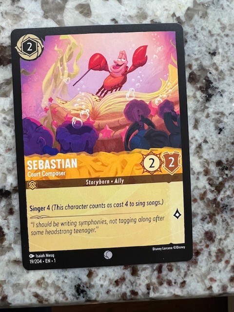 disney lorcana first chapter card prices THE NON FOIL COMMON SEBASTIAN 19/204 super rare Disney Lorcana Trading Card Game