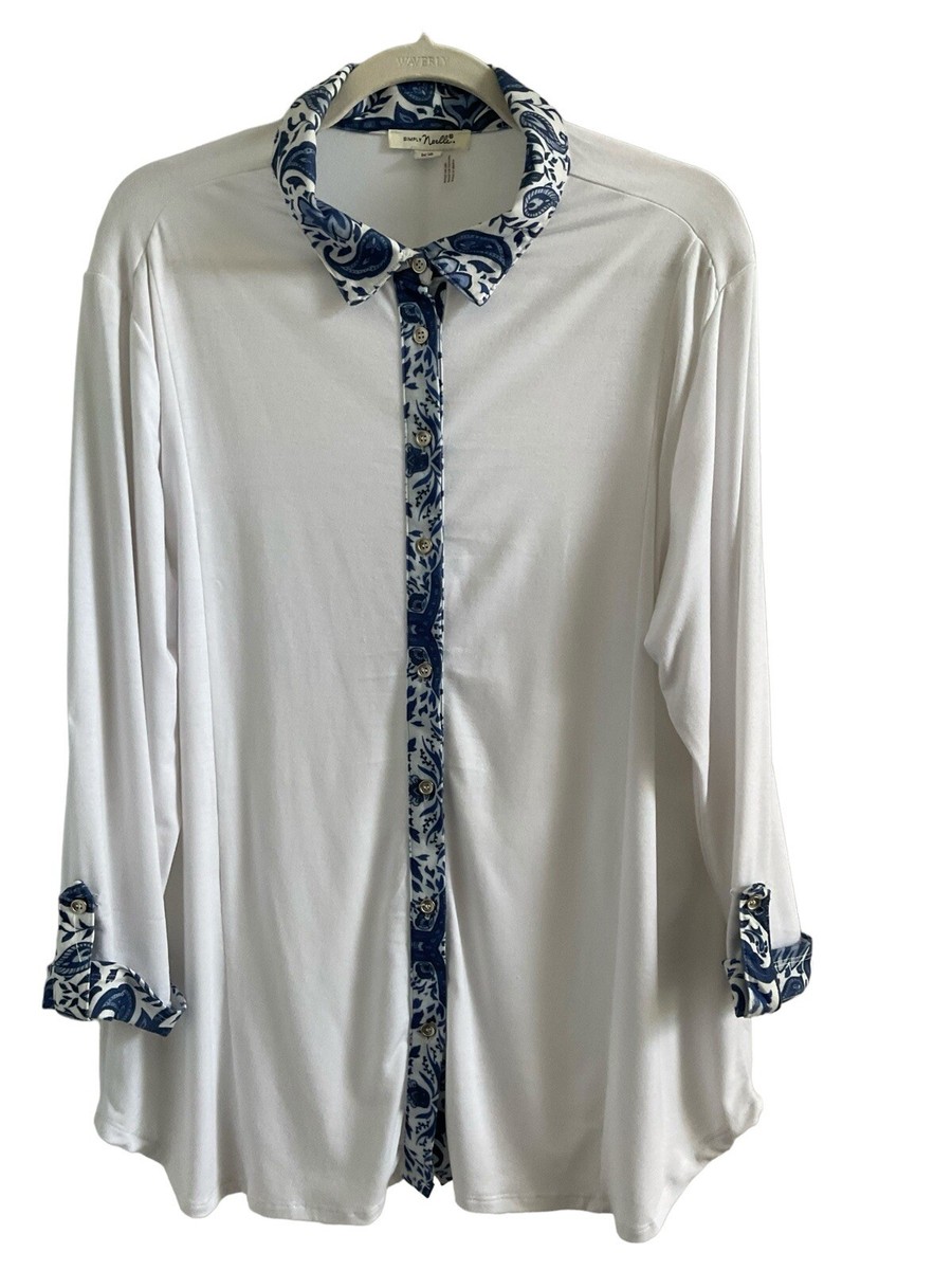 Simply Noelle Ladies Button Front White Top Sz L/XL | eBay