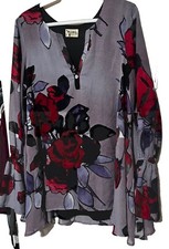 Show Me Your MuMu Perveen Blouse Purple Floral Long Sleeve Tunic Top Size M