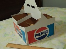 PEPSI COLA - MEAD Packaging USA (4 Slot) Cardboard Soda Caddy Carrier 1989
