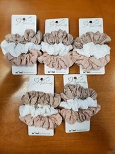 5 Packs of 3: Scunci Ali Fedotowsky Scrunchies White/Taupe/Nude (6646)-R9P4b