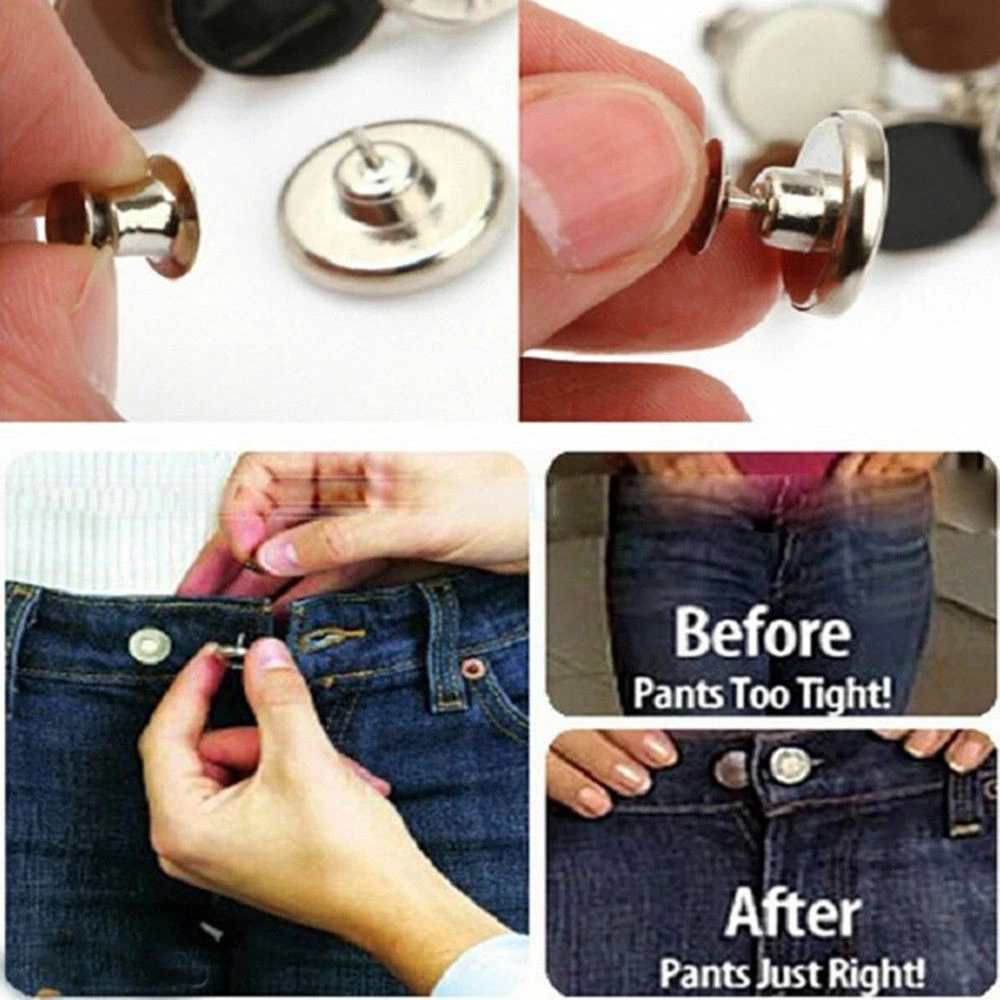 Prolongateur de bouton magique en métal pour pantalons et jeans