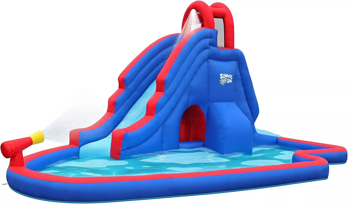 Sunny Fun Deluxe Inflatable Water Slide Park Blue eBay