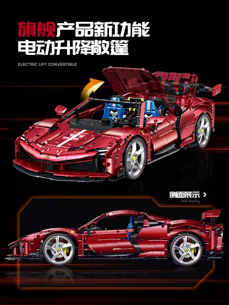 GULY Technic Ferrari SF90, Race Car Model Building Kit, 1:8 Scale