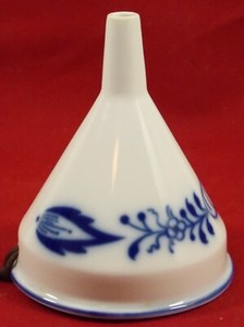 Vintage Blue Onion Porcelain Funnel Perfect Condition!