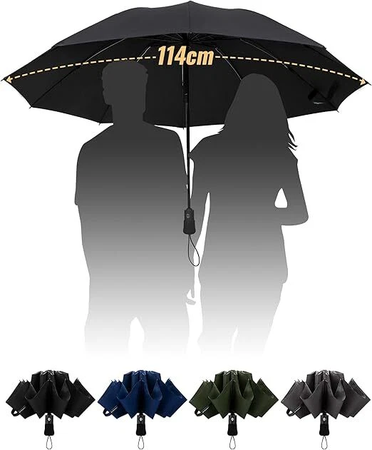 Ombrello Pieghevole Automatico, Antivento Portatile, Grande