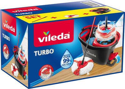 Vileda Turbo Komplett Box | Bodenwischer und Eimer mit Powerschleuder