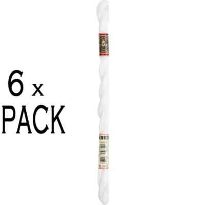 6x DMC Perlgarn Stärke 5, 15 m, 115AR/5-BLANC, VPE