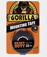 Gorilla Heavy Duty Double Sided Mounting Tape, 1" x 60", Black