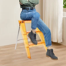 Orange Folding Step Stool for Adults 3 Step Ladder Folding Step Stool 44*52*63cm