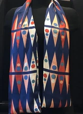 CARA New York 56 x 6 Scarf 1970’s Mod Geometric Multi Color Colorful Neck Wrap 