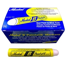Box of 12 Markal B White Tire Chalk Paint Sticks Crayon Surface Marker Graffiti
