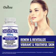 RESVERATROL Super Antioxidant Supports Overall Health Enhances Immunity 30-120