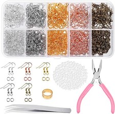 Earring Hooks, 1400Pcs Making Kit with 200Pcs Ear Ring 1000Pcs Jump Rings, Back