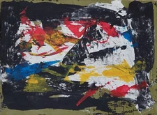 Jacques Doucet Signed Abstract Expressionist Oil Painting on Canvas French Moder