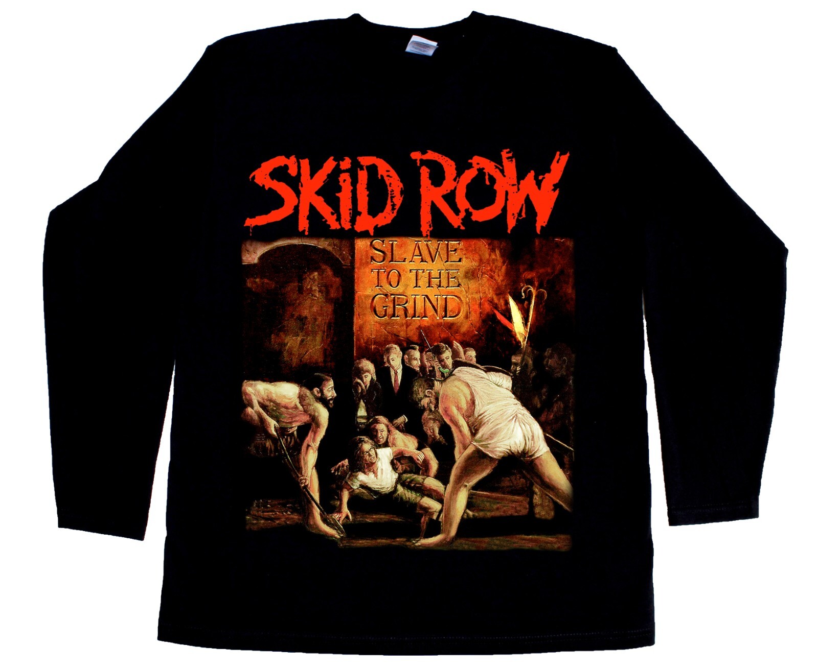 FILA T SHIRT SKID ROW SLAVE TO THE GRIND '91 NUOVA NERA a maniche lunghe