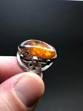 Natural OLD Antique 4.8 gr Cognac Honey Baltic Amber Stone Ring