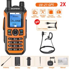 2X Baofeng UV-21 GPS Walkie Talkies Type-C Long Range AM Rechargeable Ham Radio