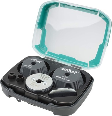 Wolfcraft 5953000 Aufbohrhilfe-Set für Lochsägen Lochbohrungen erweitern Schwarz