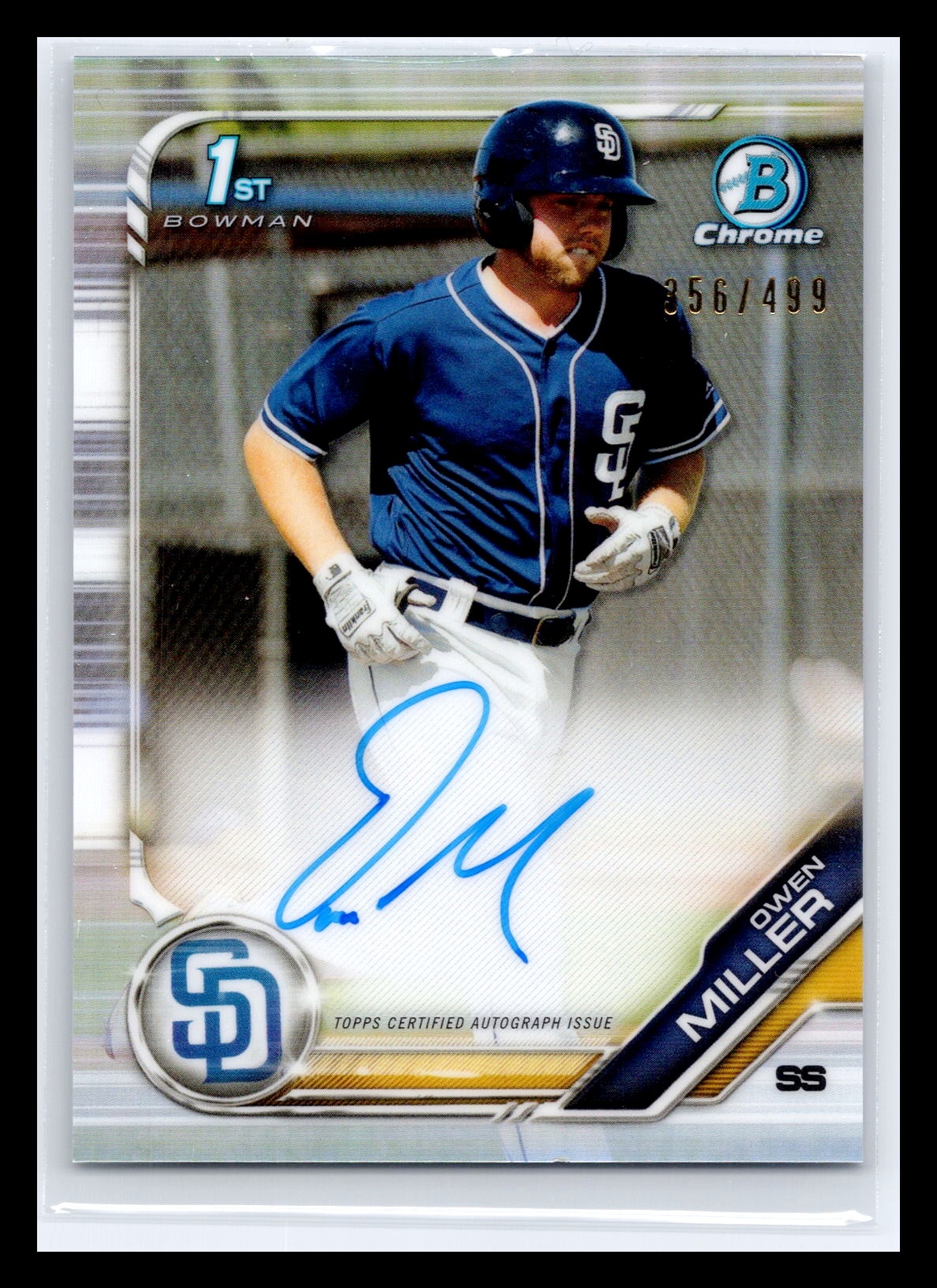 2019 Bowman Chrome #CPA-OM Owen Miller #/499 1st Refractor Autograph SD Padres
