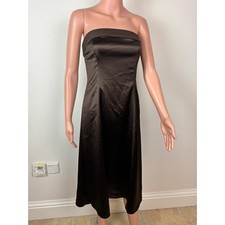Chocolate Brown Silk Coast Strapless Y2K Dress Size UK 14 01181