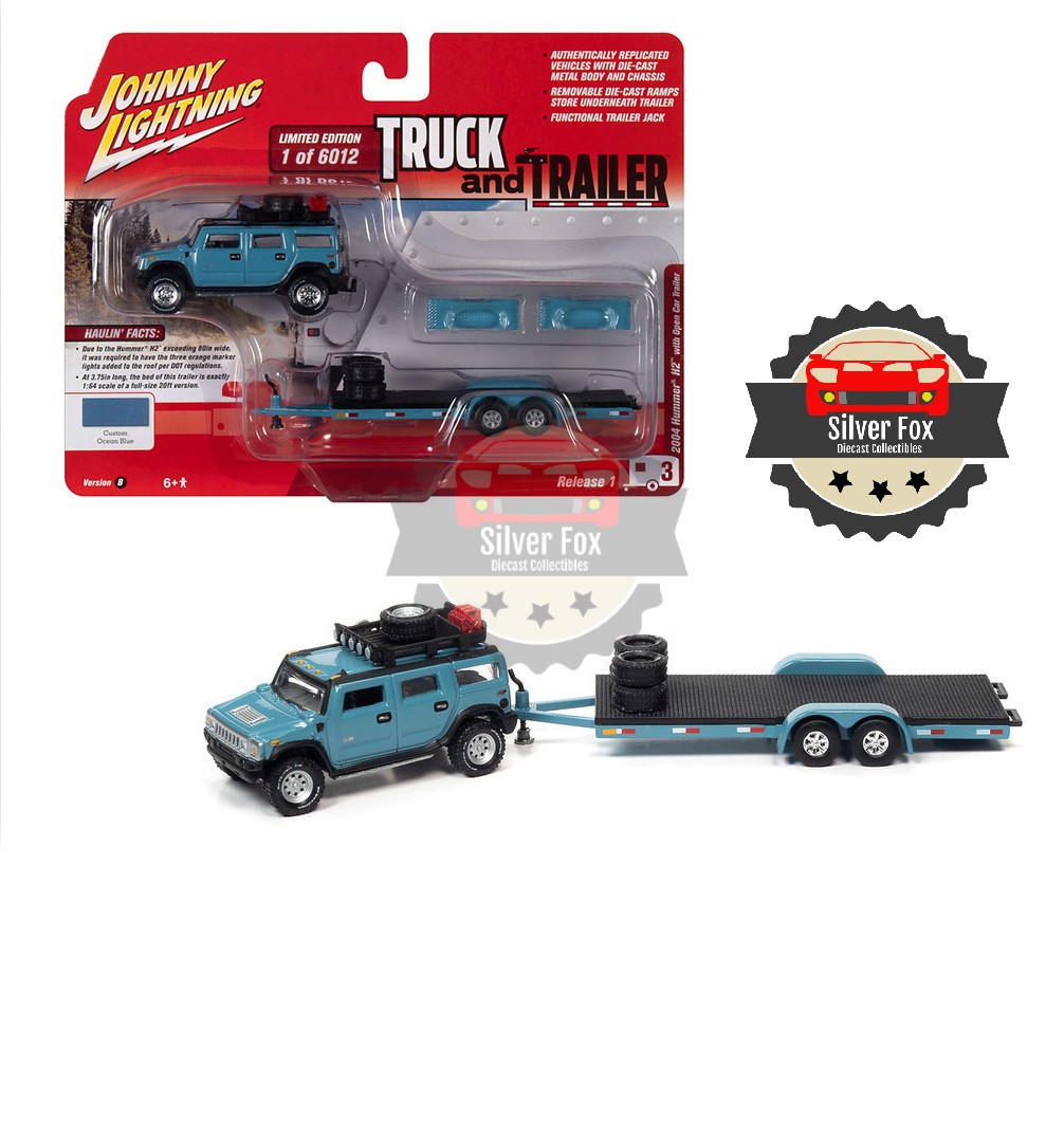 Johnny Lightning 1:64 Truck & Trailer Hummer H2 w/Open Trailer