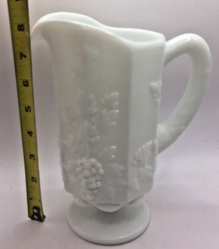 Vintage Westmoreland "Paneled Grape" Milk Glass Pitcher, 24 Ounces, 81/2" Tall
