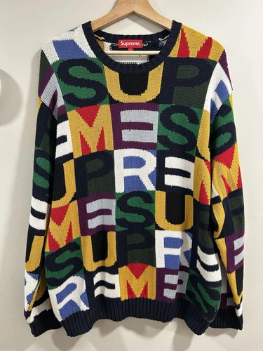 Pull Supreme FW18 Grandes Lettres Multicolore Taille L (Grand) 100% Authentique