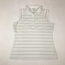 Cutter & Buck Polo Women’s Medium Sleeveless Striped White Black Active Golf