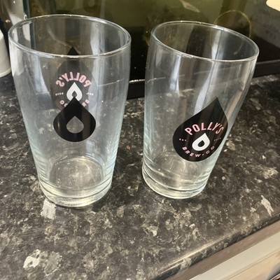 2 x Polly s Brew Co Pint Glas - Beer Ale Craft Man Cave Bar 