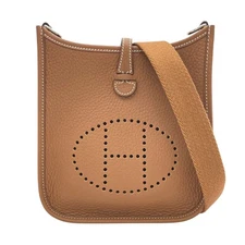 HERMES Evelyne TPM Shoulder Bag Togo Leather Gold 2024 Silver Hardware #OK1220