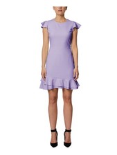 SAGE COLLECTIVE Womens Purple Sleeves And Hem Cap Sleeve Sheath Dress 8