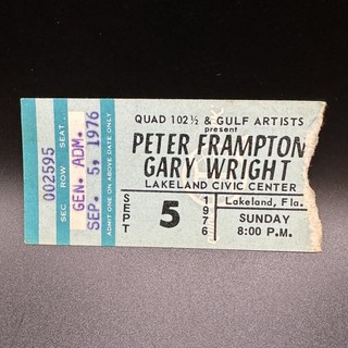 PETER FRAMPTON CONCERT TICKET STUB SEP 5 1976 LAKELAND CIVIC CENTER